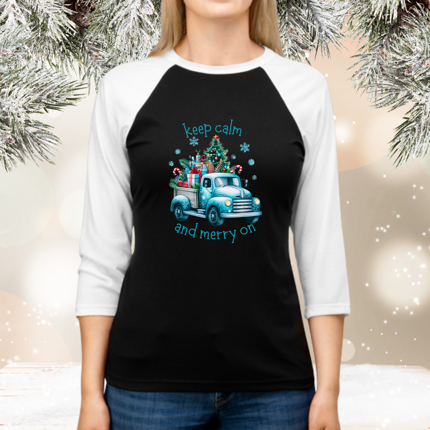 Keep Calm And Merry On Baseball Tee