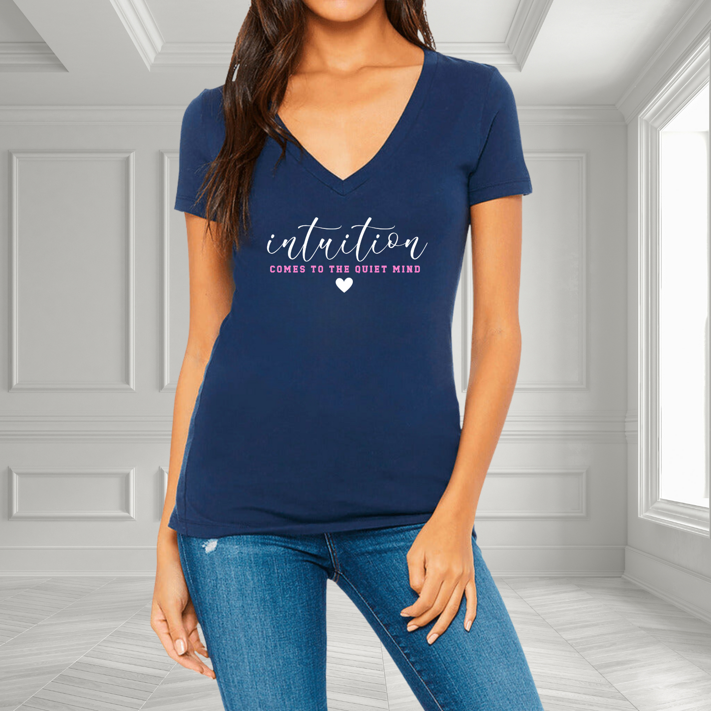 Intuition comes to the Quiet Mind V-Neck T-Shirt