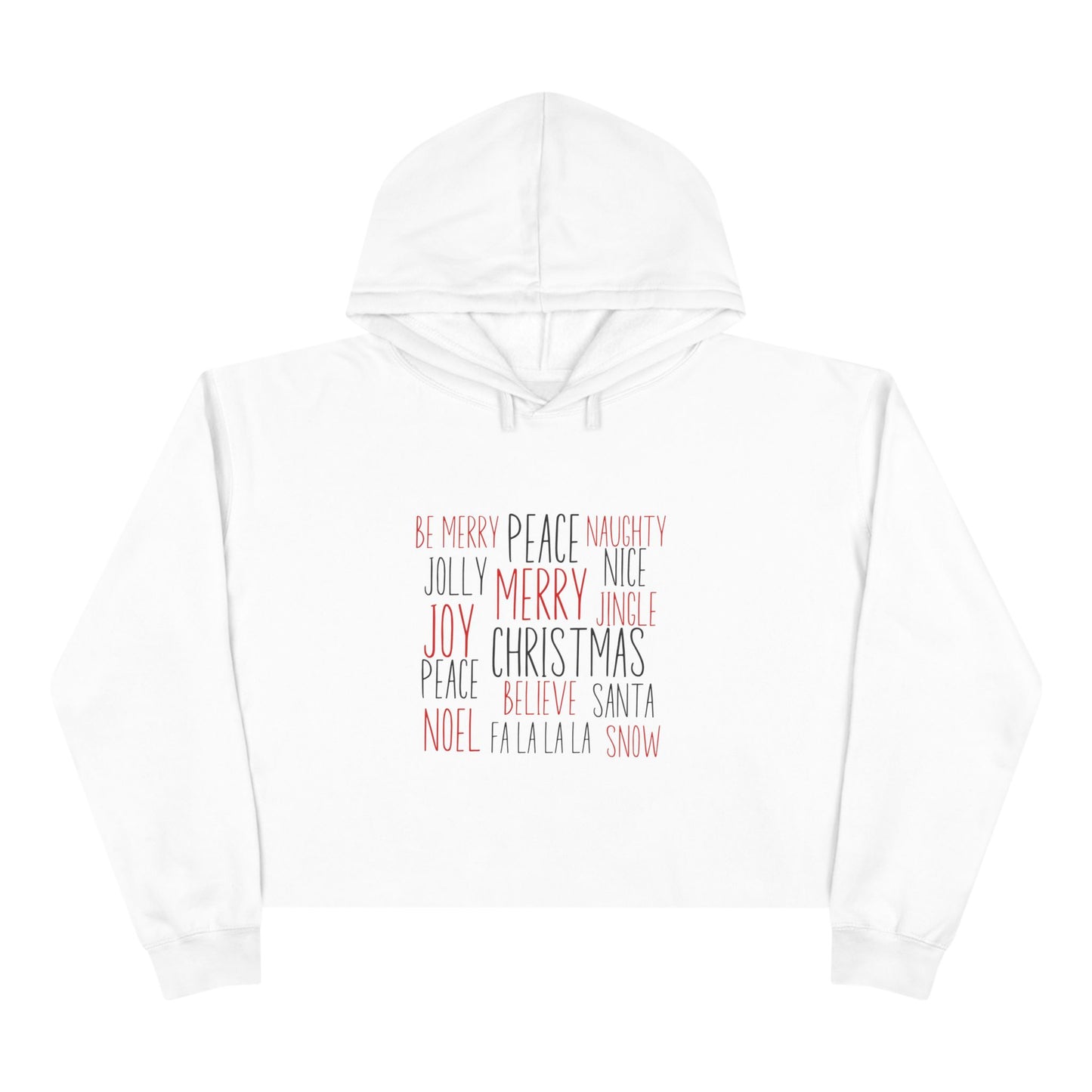Festive Holiday Words Crop Hoodie