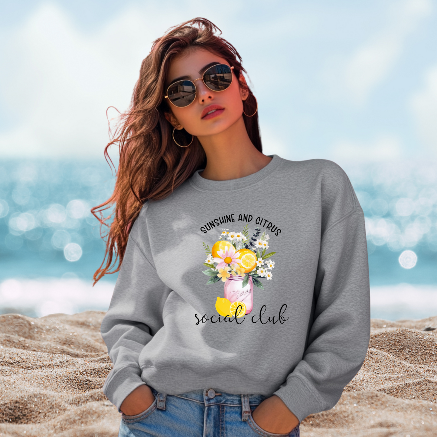 Sunshine And Citrus Social Club Crewneck Sweatshirt