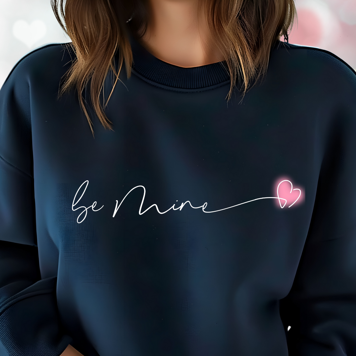 Be Mine Pink Heart Crewneck Sweatshirt