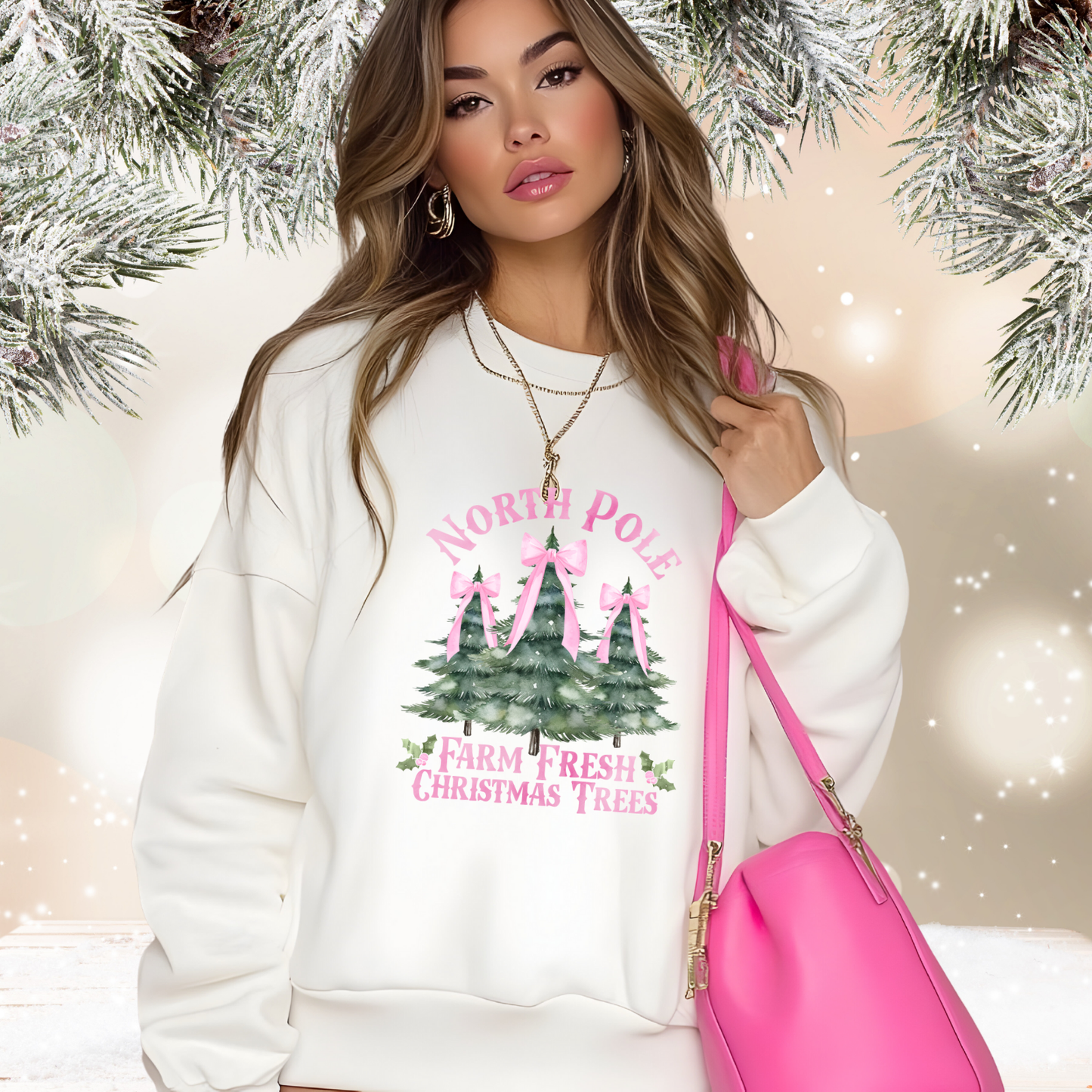 North Pole Christmas Trees Crewneck Sweatshirt