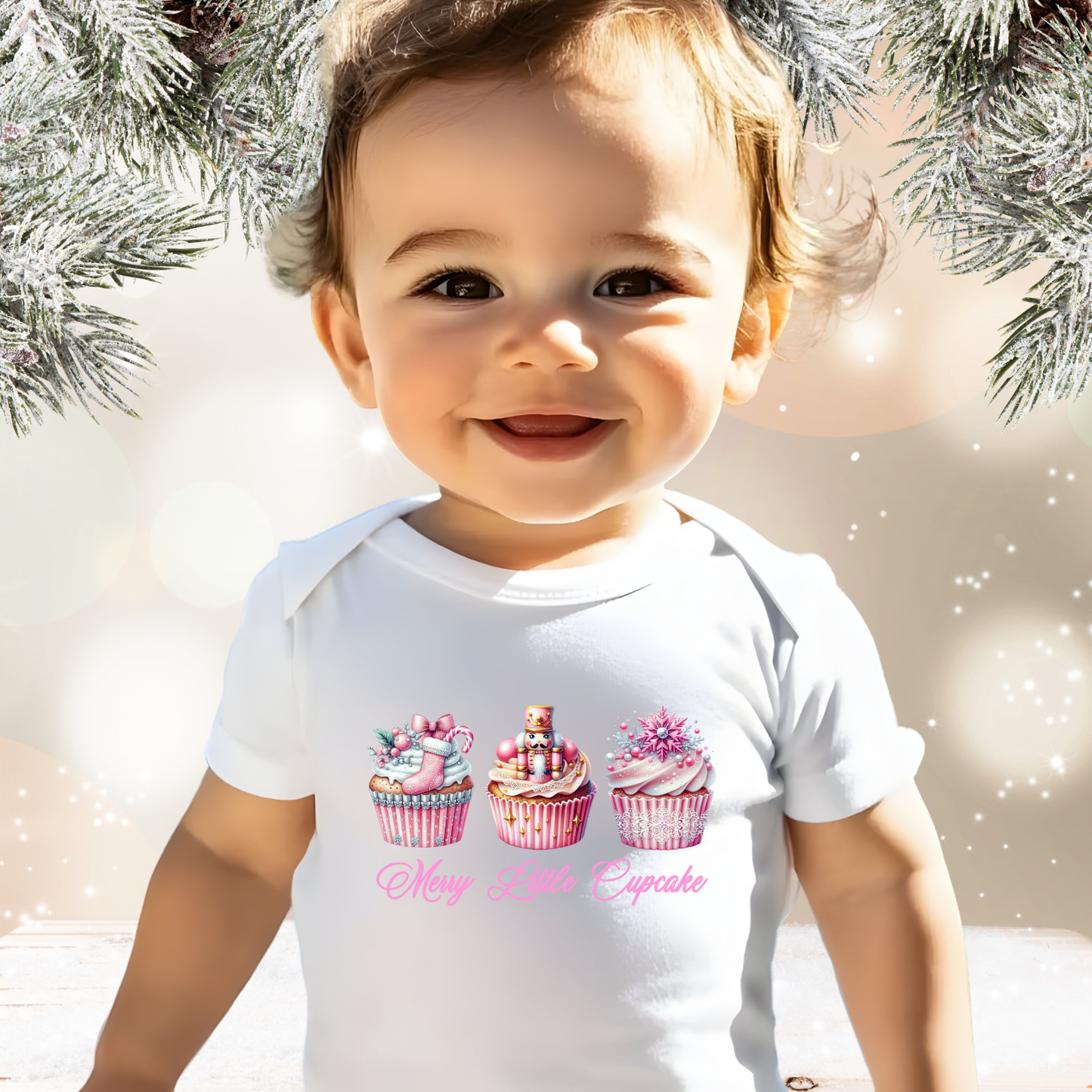 Merry Little Cupcake Infant Short Sleeve Onesie