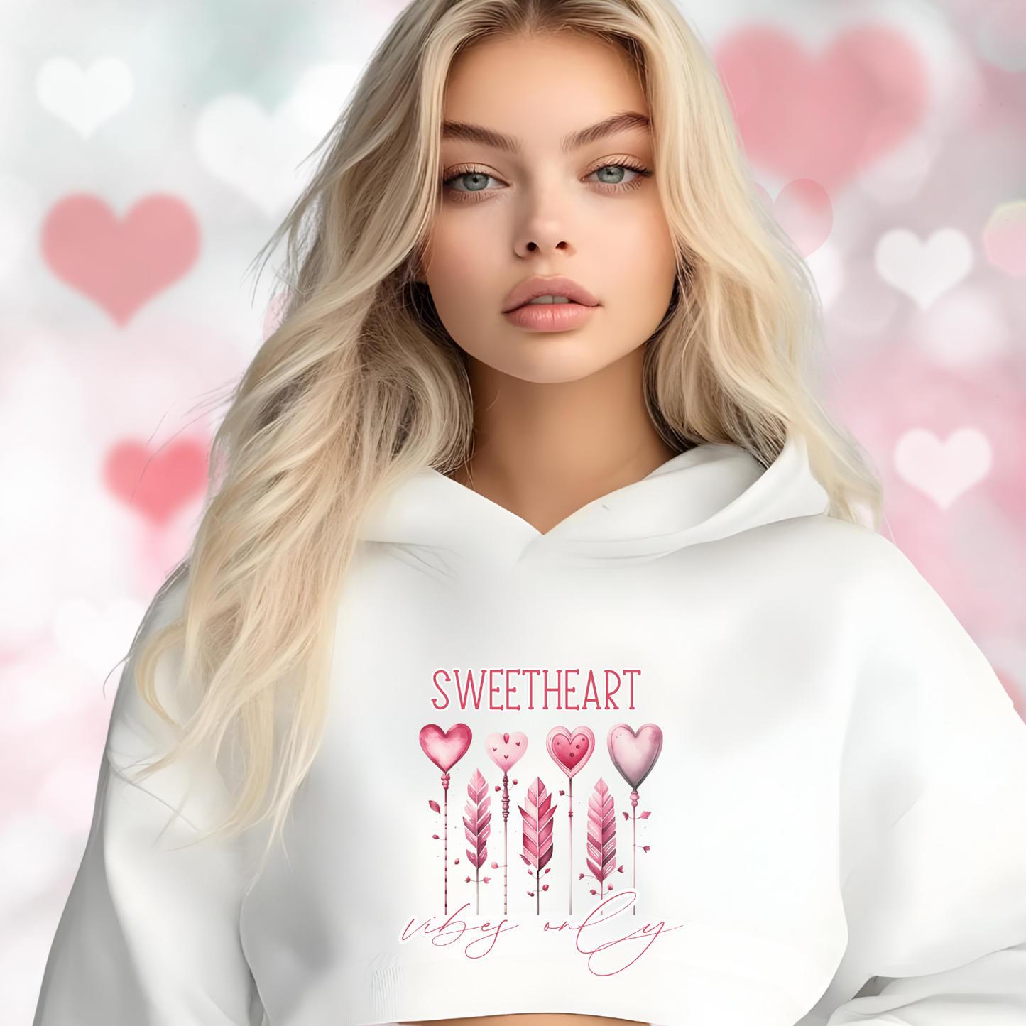 Sweetheart Vibes Only Crop Hoodie