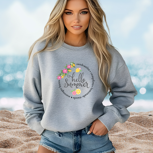 Hello Summer Sandcastles Crewneck Sweatshirt