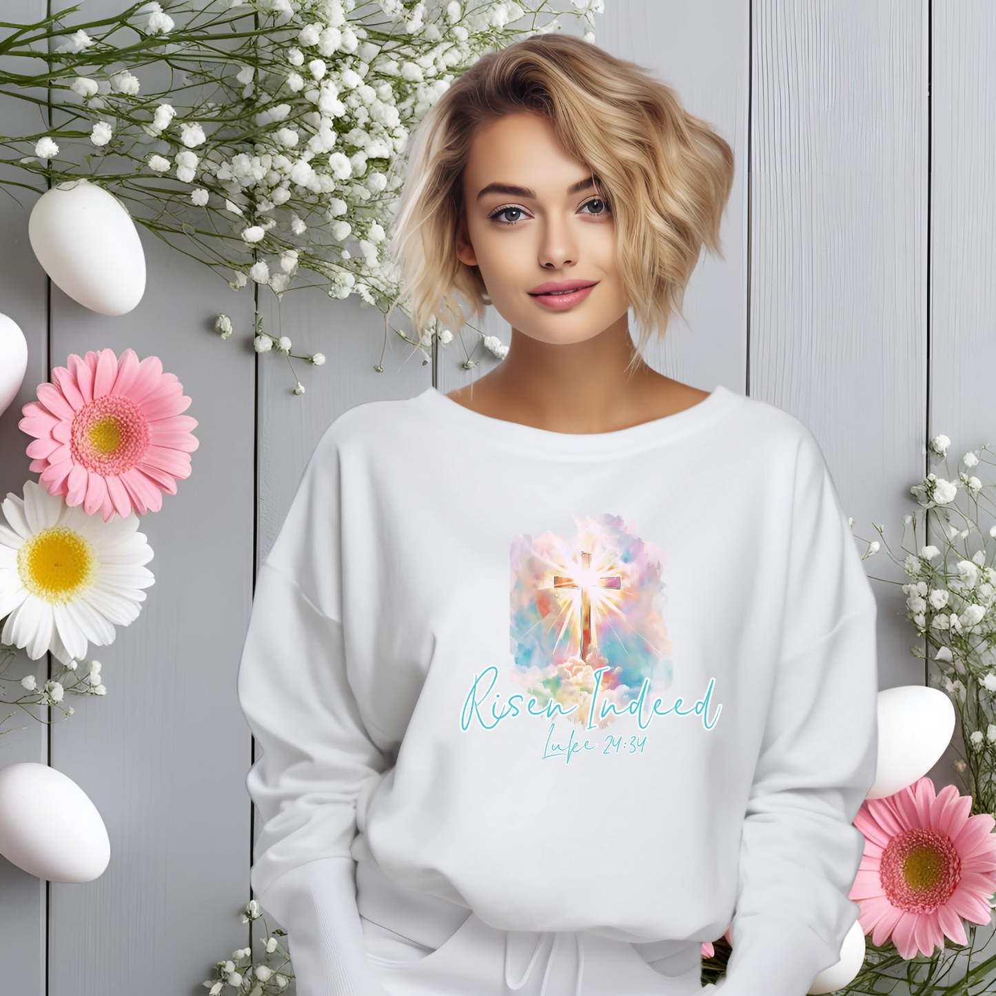 Risen Indeed Luke 24:34 Crewneck Sweatshirt