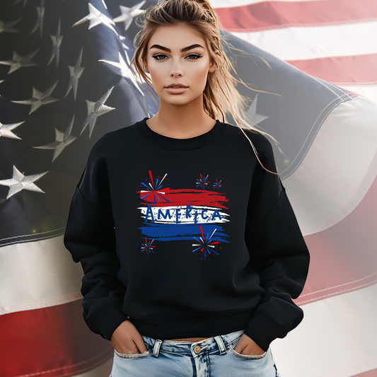 America Firework Burst Crewneck Sweatshirt