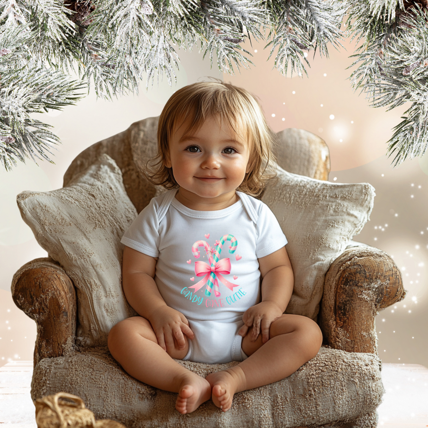 Candy Cane Cutie Infant Short Sleeve Onesie