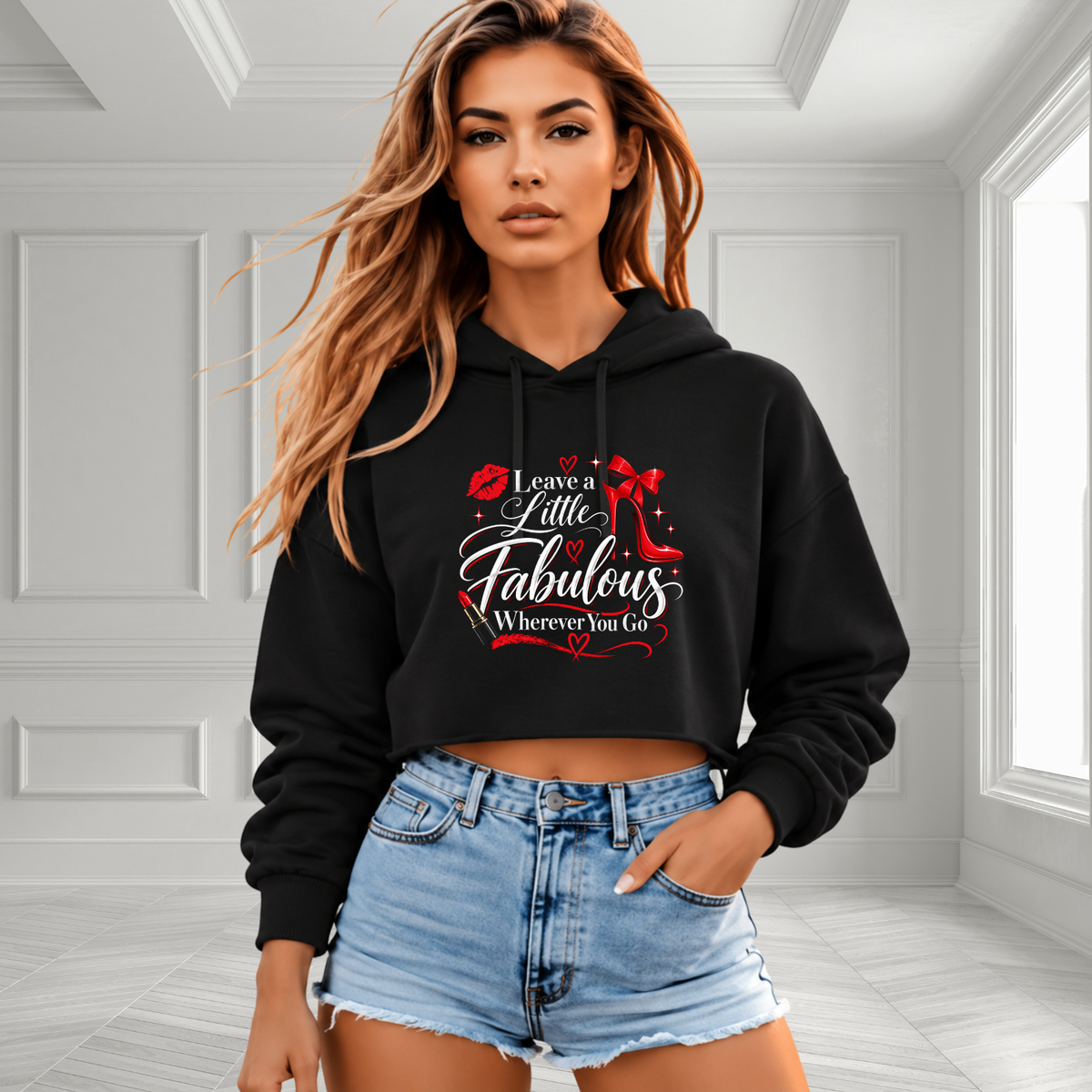 Leave A Little Fabulous Wherever You Go Crop Hoodie