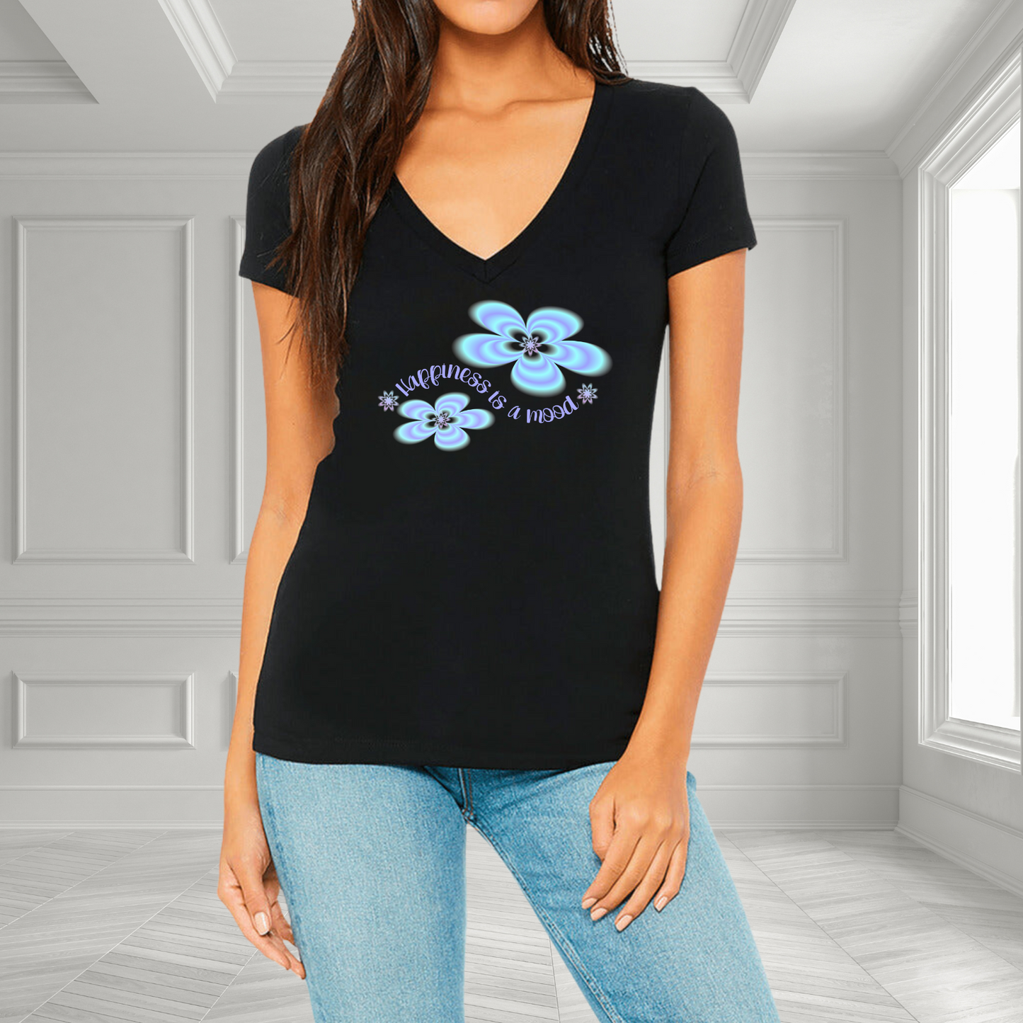 Happiness Is A Mood V-Neck T-Shirt