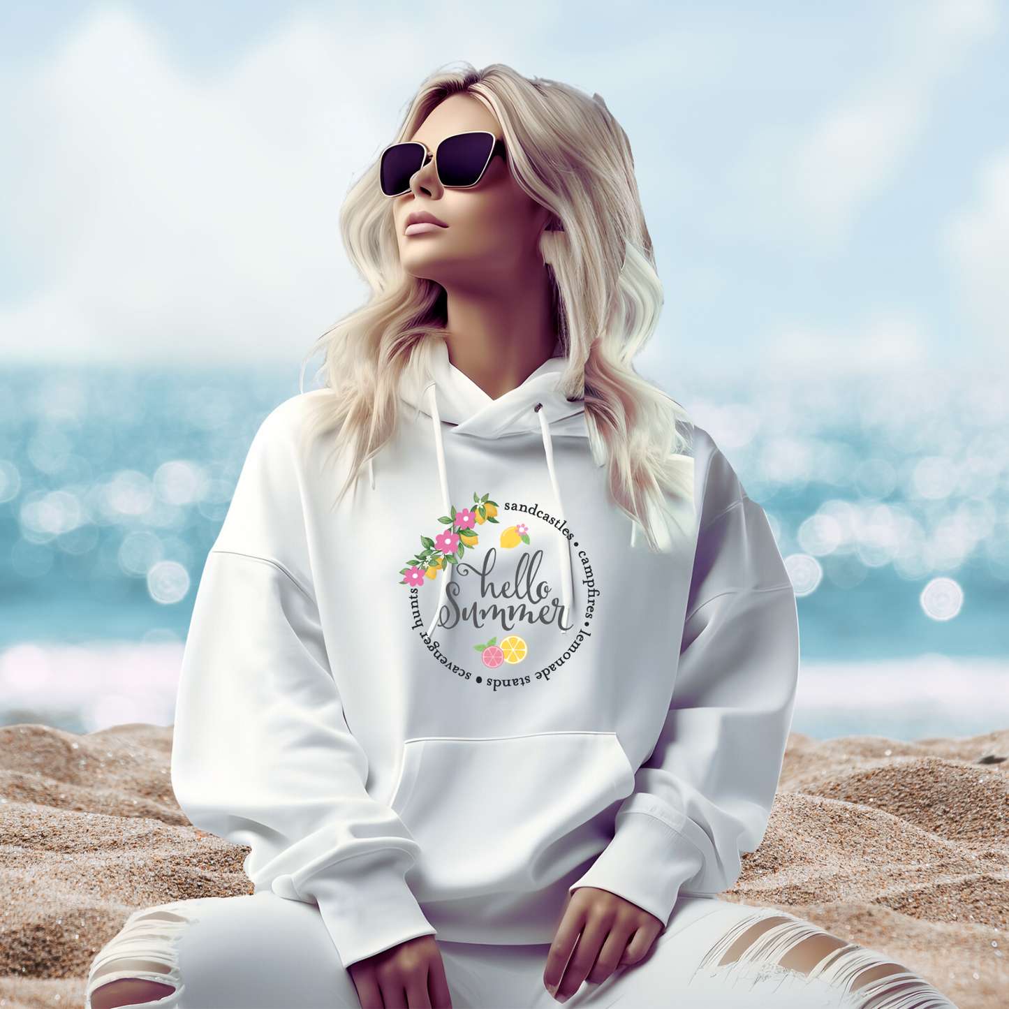 Hello Summer Lemons Pullover Hoodie