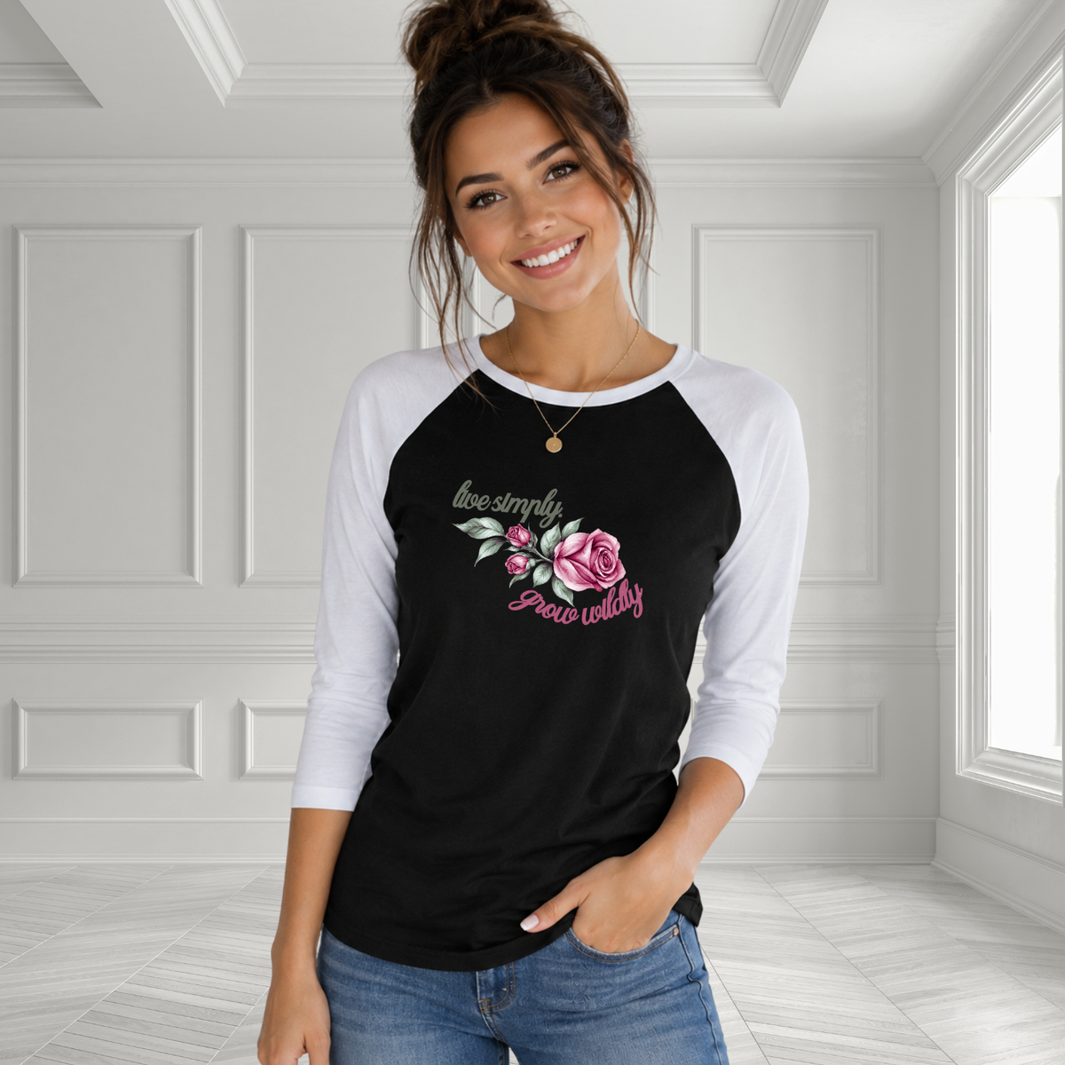 Live Simply, Grow Wildly Baseball Tee