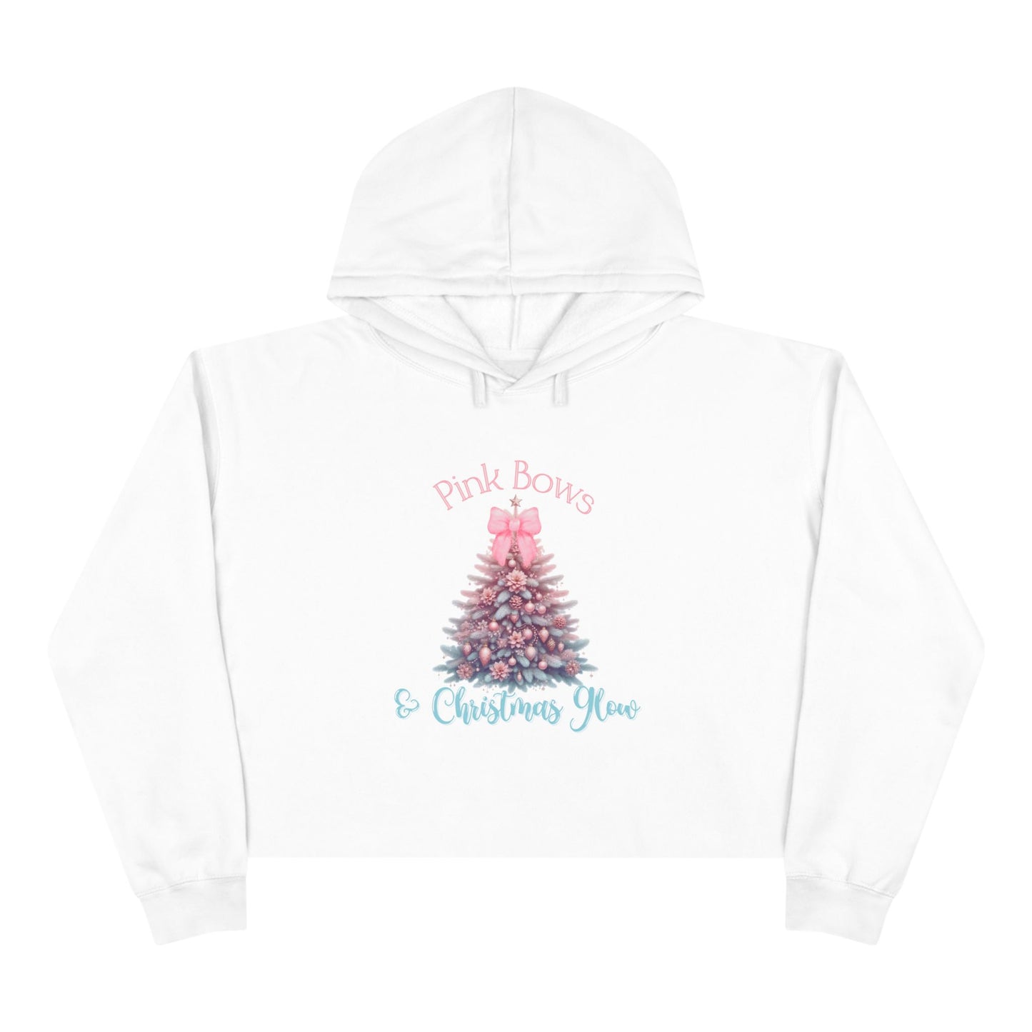 Pink Bows & Christmas Glow Crop Hoodie