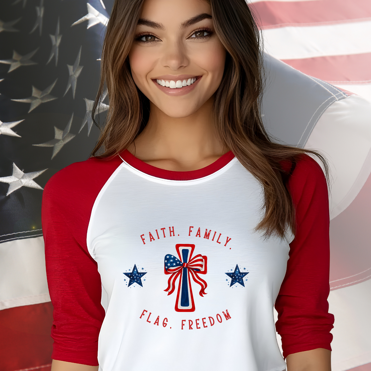 Faith Family Freedom Baseball Tee