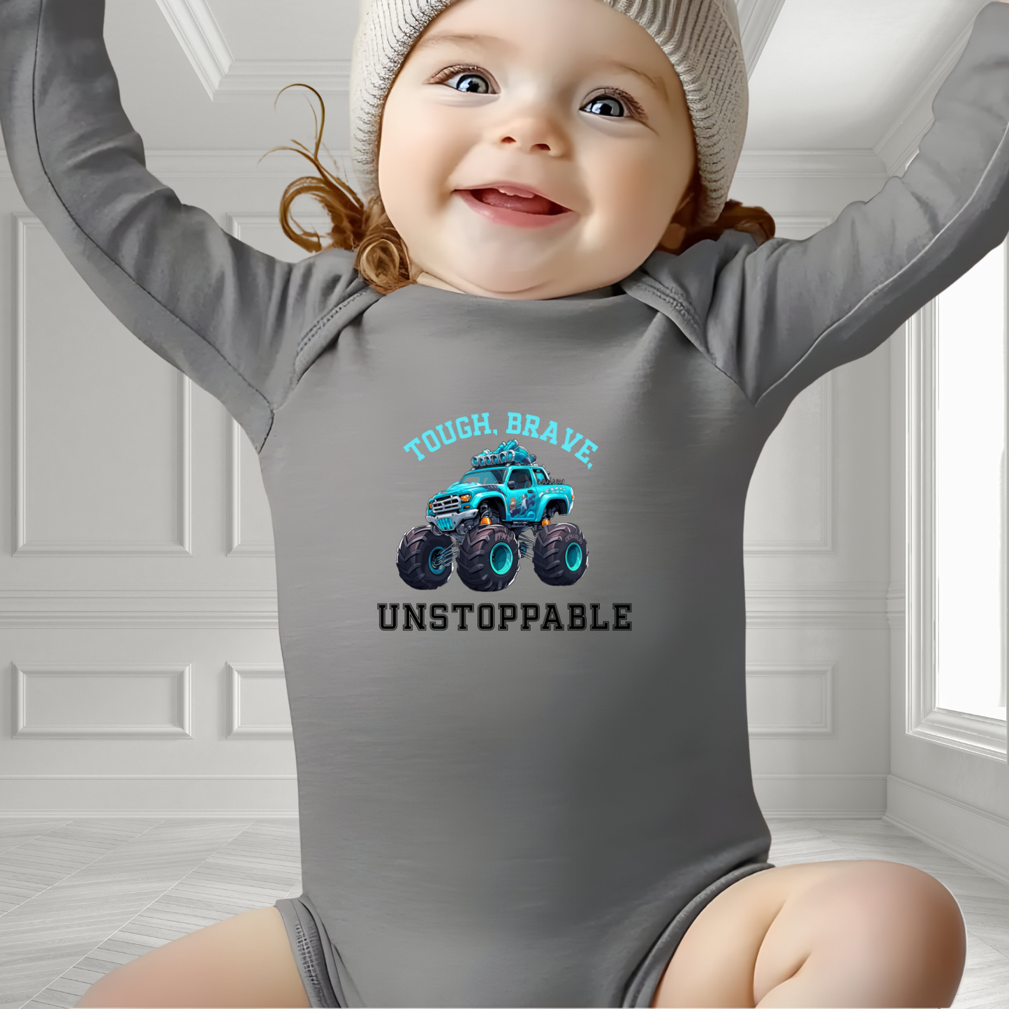 Tough, Brave, Unstoppable Infant Long Sleeve Onesie