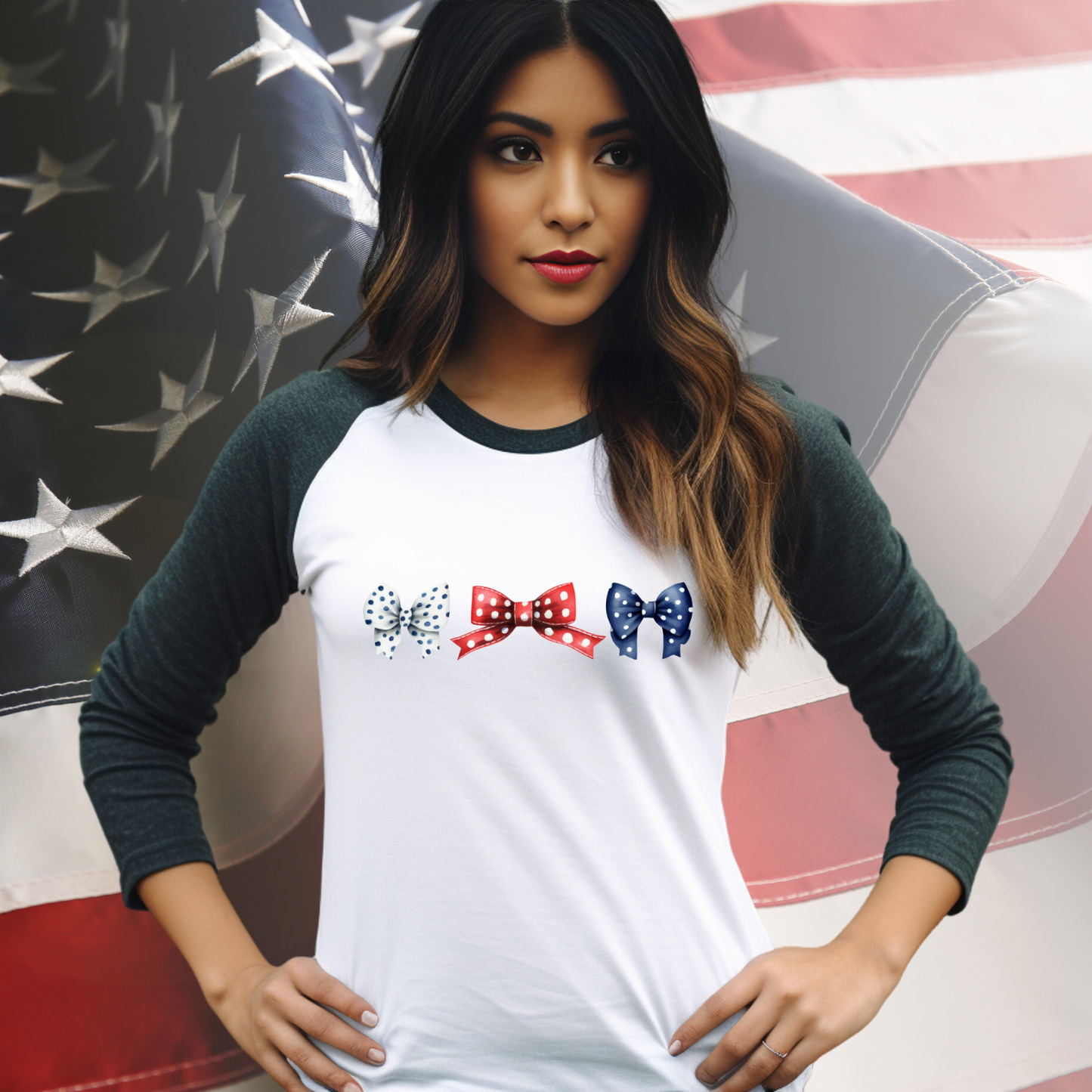 Patriotic Bows Baseball Tee
