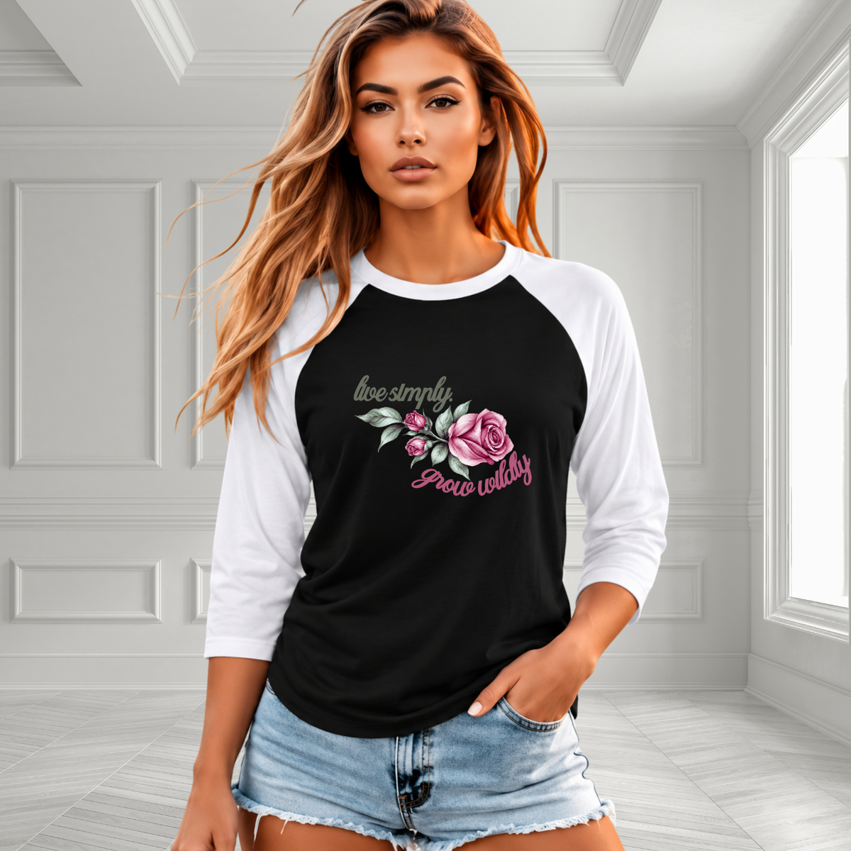 Live Simply, Grow Wildly Baseball Tee