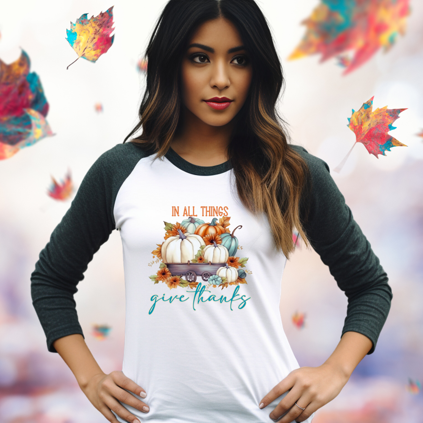 In All Things Give Thanks Baseball Tee