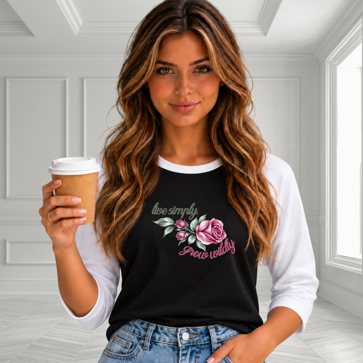 Live Simply, Grow Wildly Baseball Tee