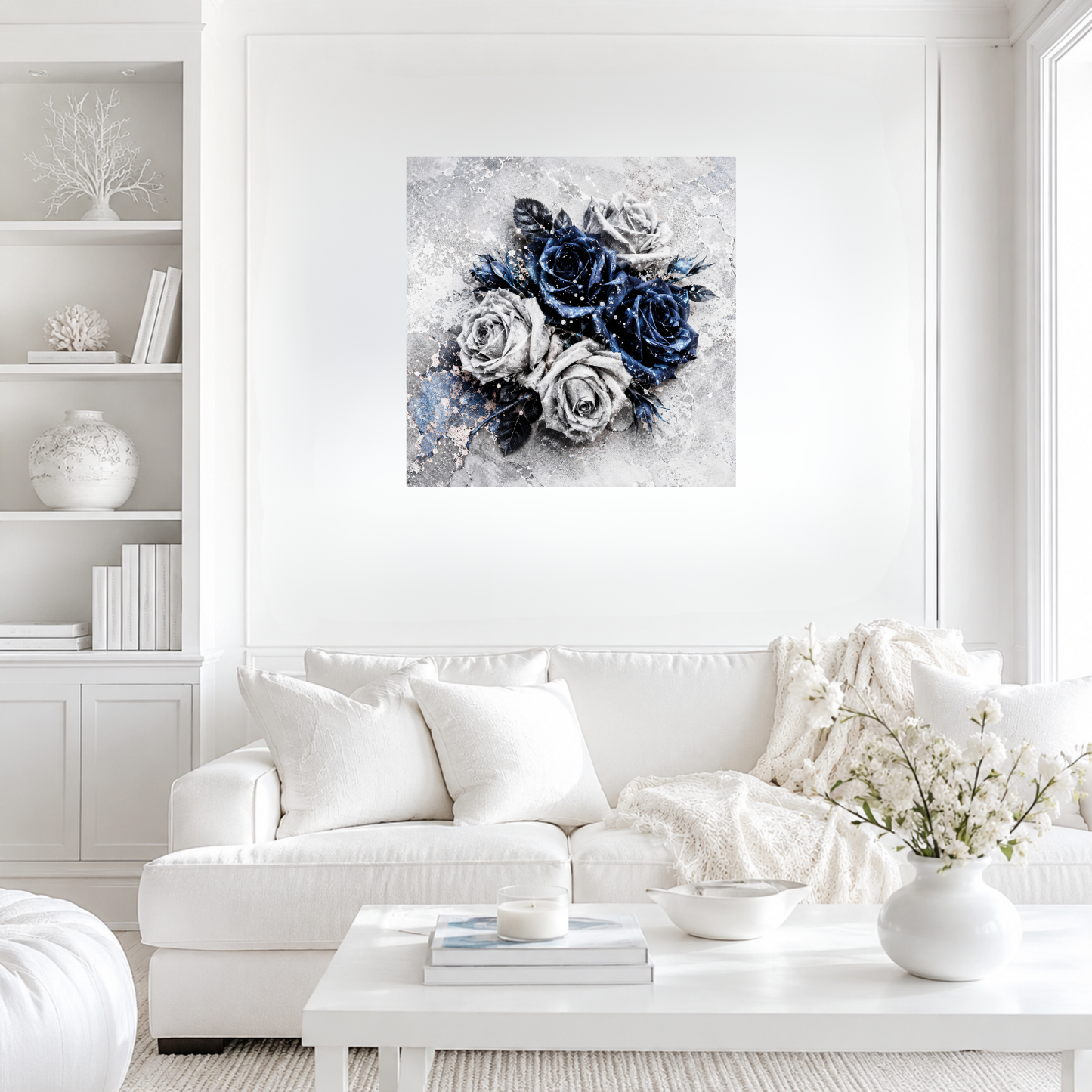 Sapphire Bloom Canvas Wall Art