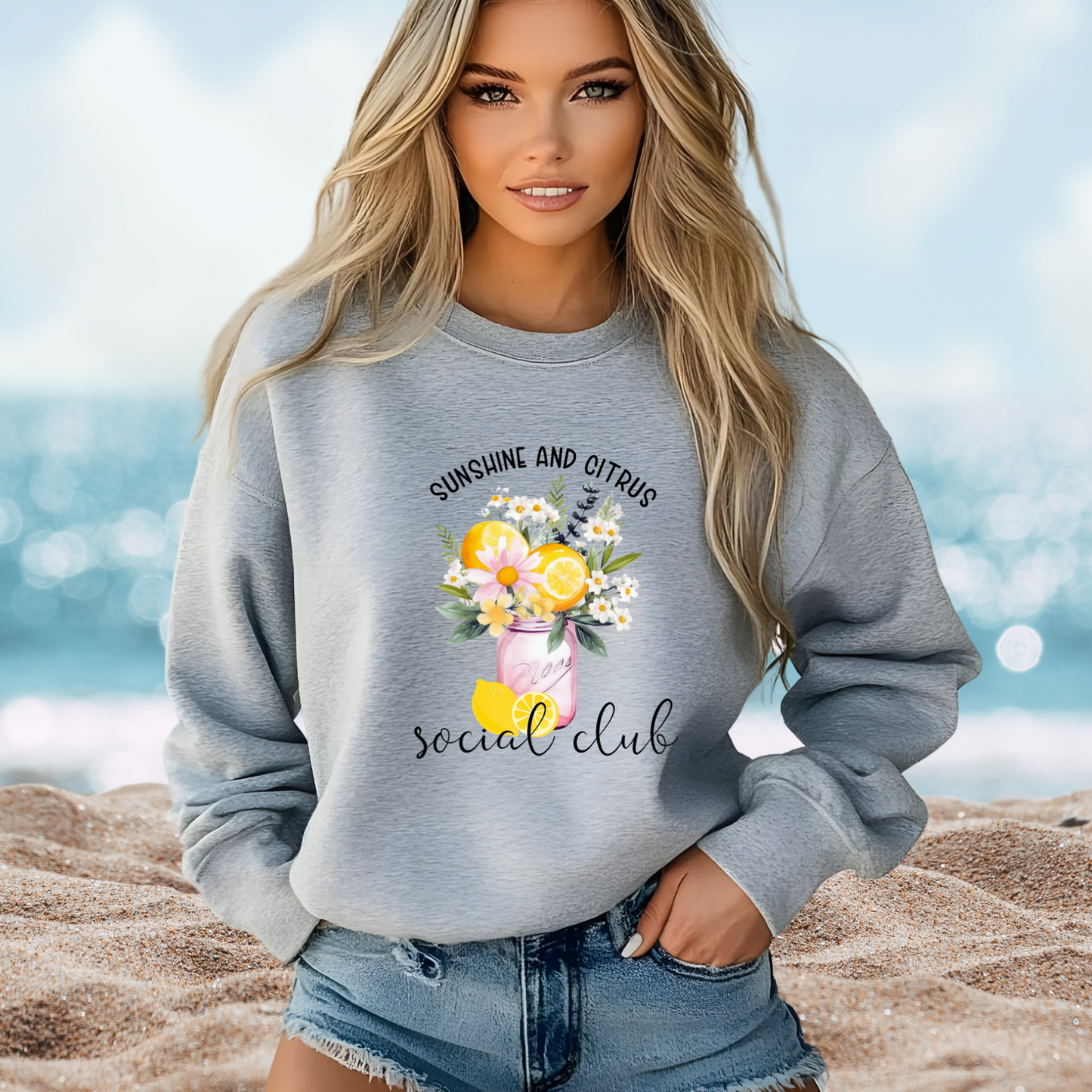 Sunshine And Citrus Social Club Crewneck Sweatshirt