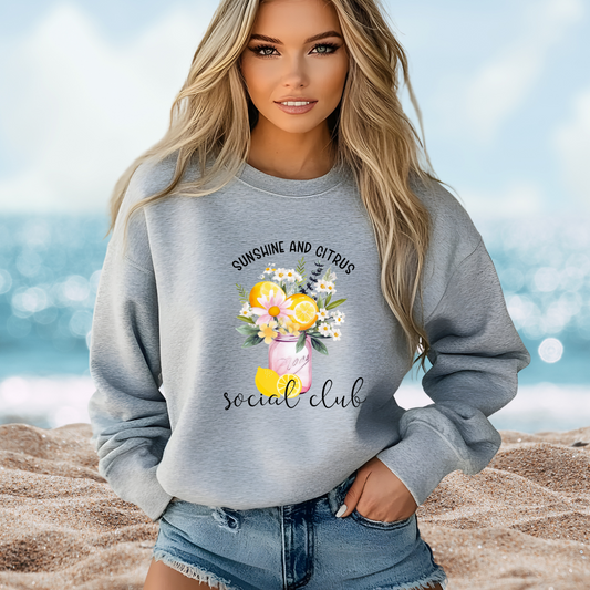 Sunshine And Citrus Social Club Crewneck Sweatshirt