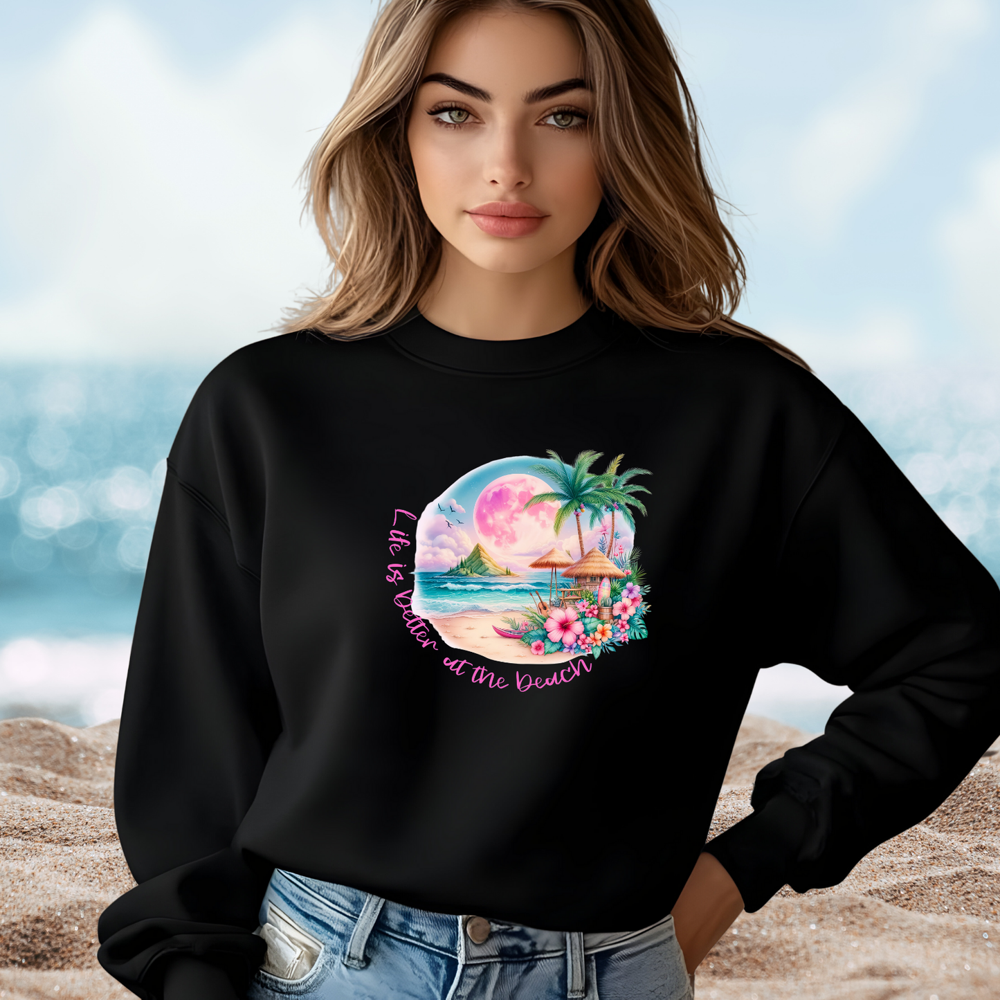 Life Is Better At The Beach Crewneck Sweatshirt