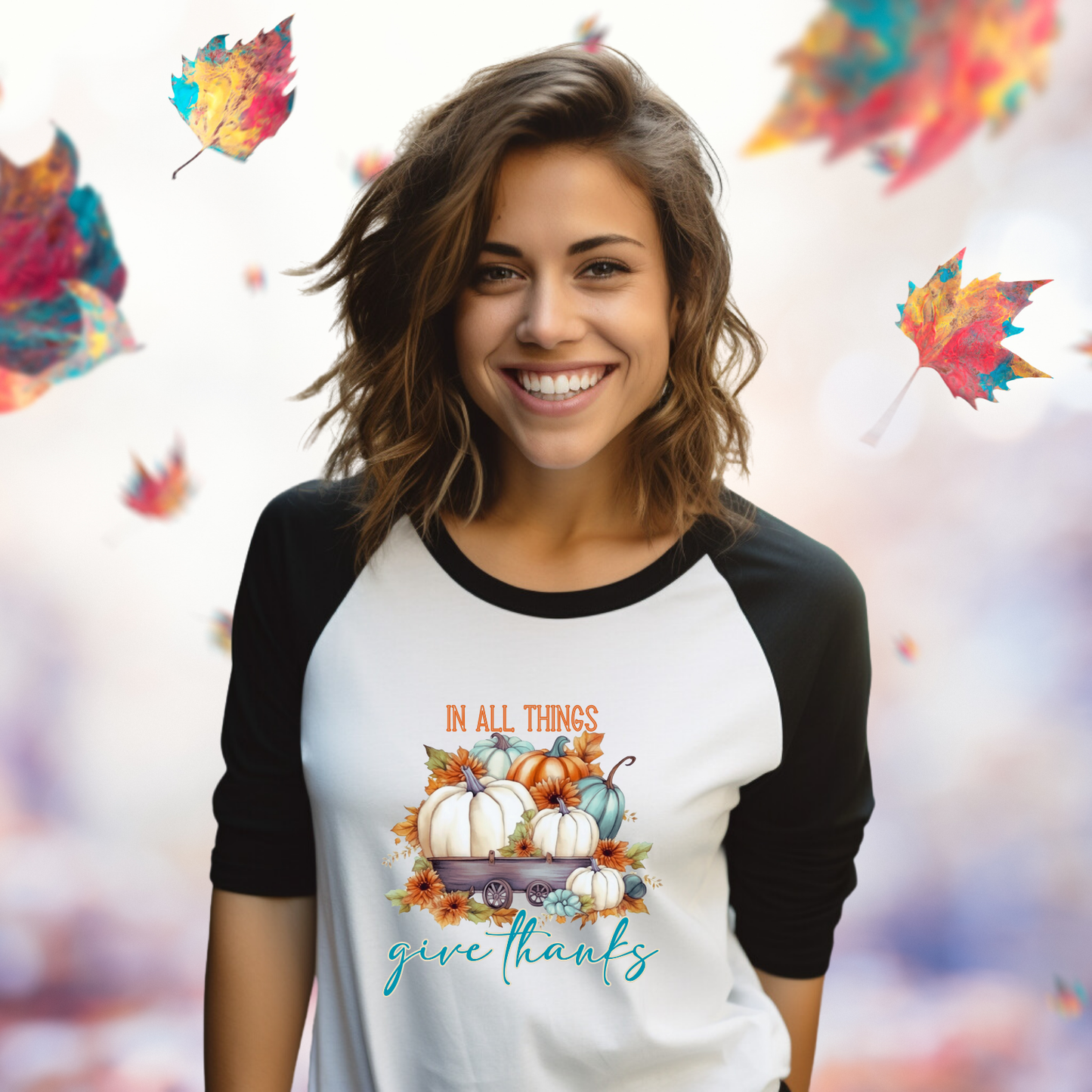 In All Things Give Thanks Baseball Tee