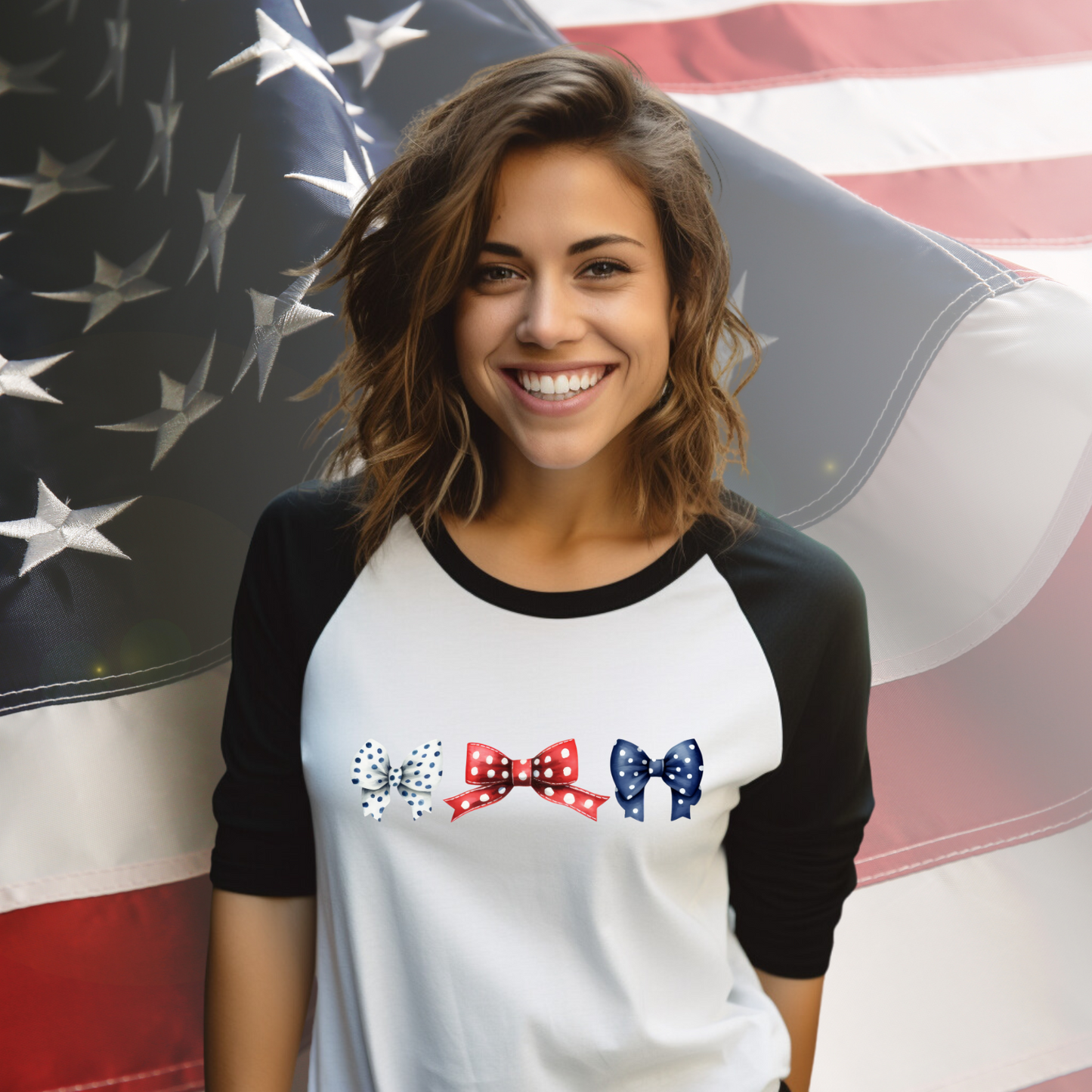 Patriotic Bows Baseball Tee