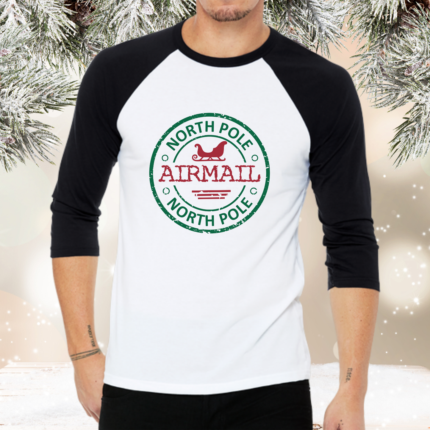 North Pole Airmail Baseball Tee