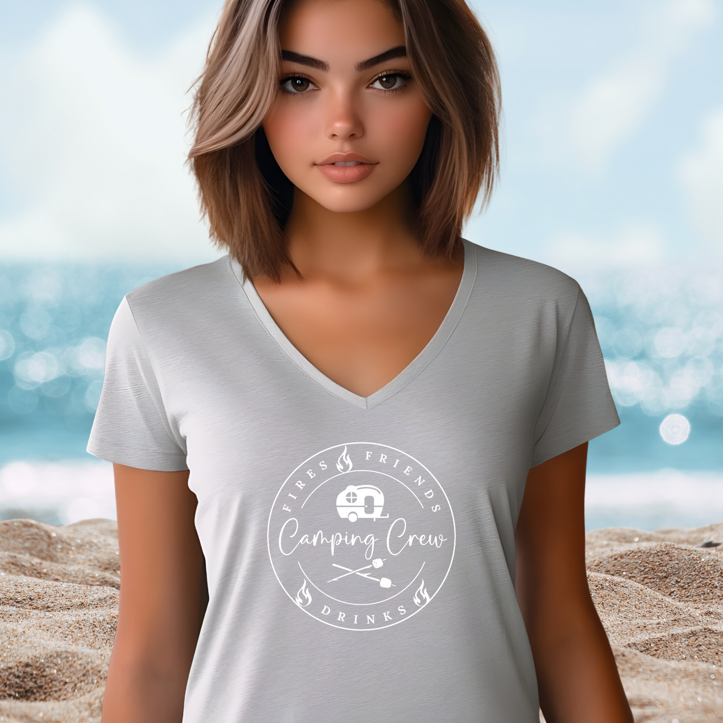 Camping Crew V-Neck Tee