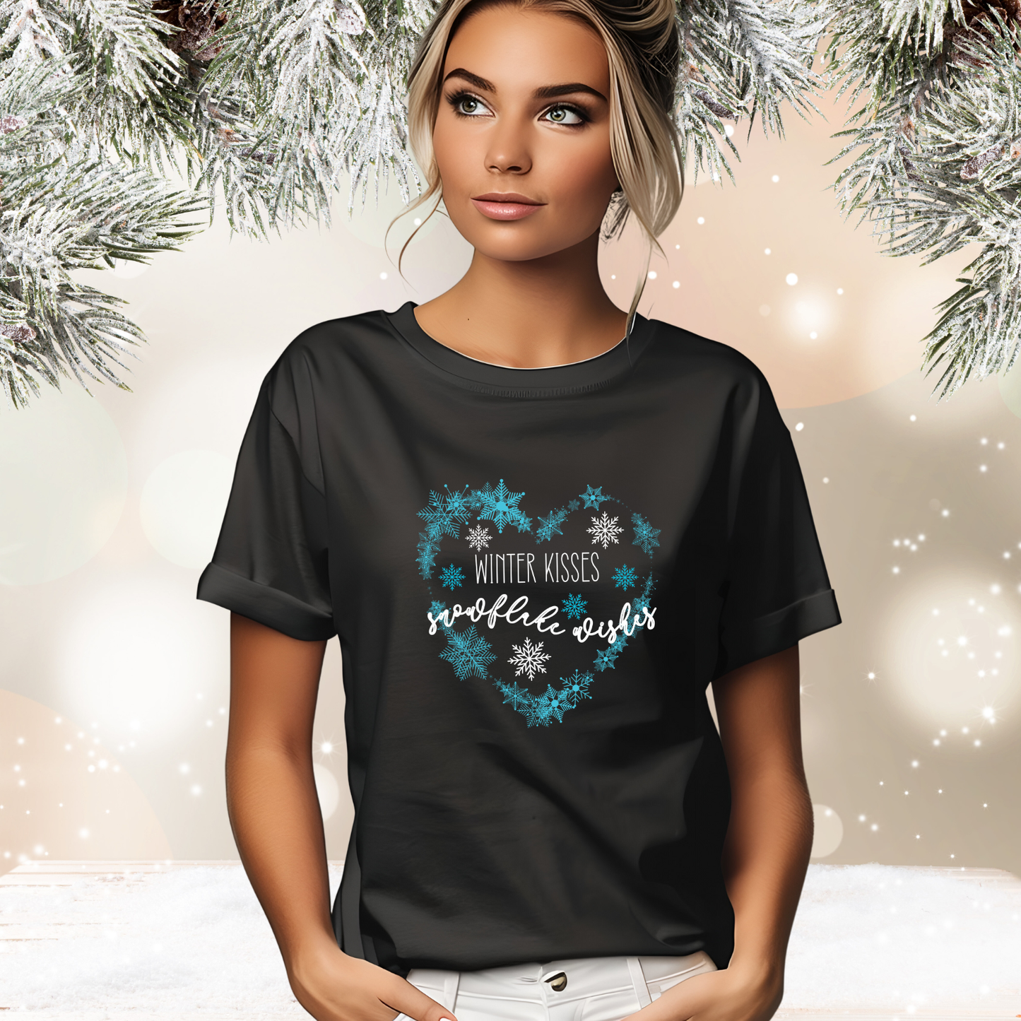 Winter Kisses, Snowflake Wishes T-Shirt