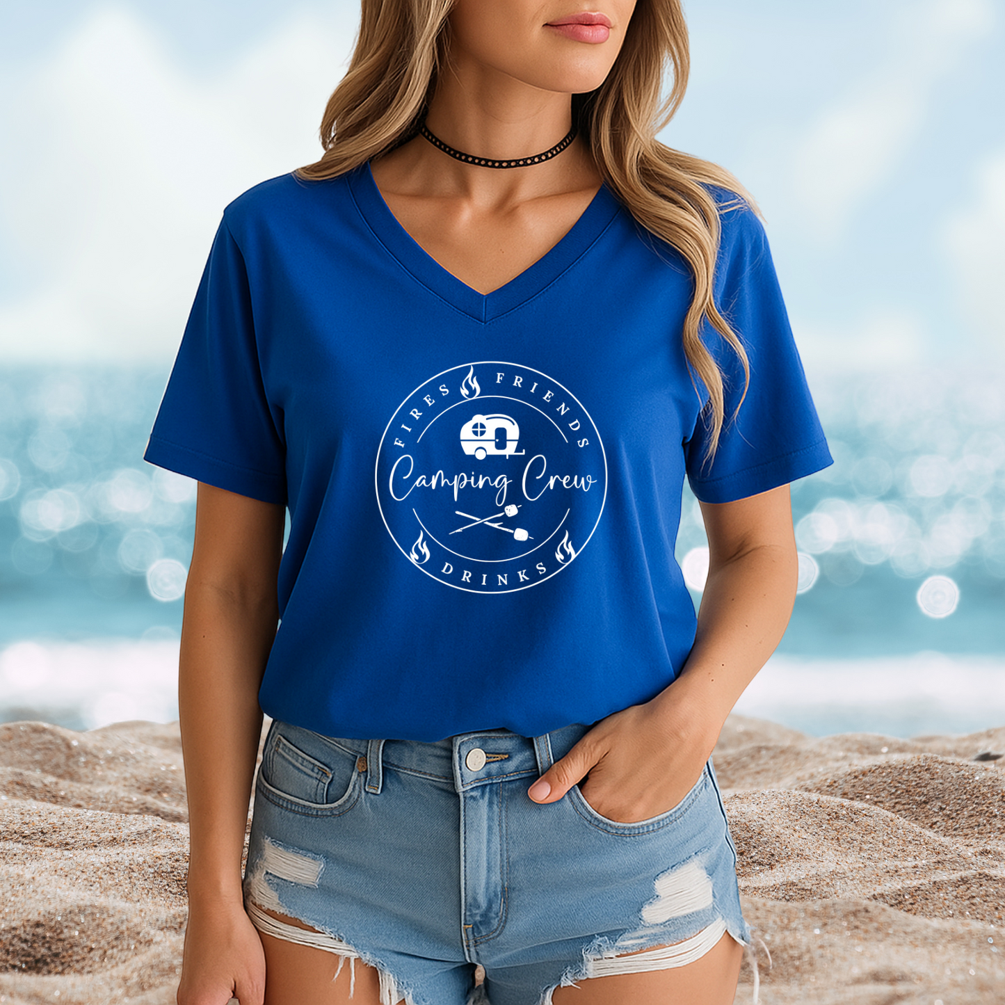 Camping Crew V-Neck Tee