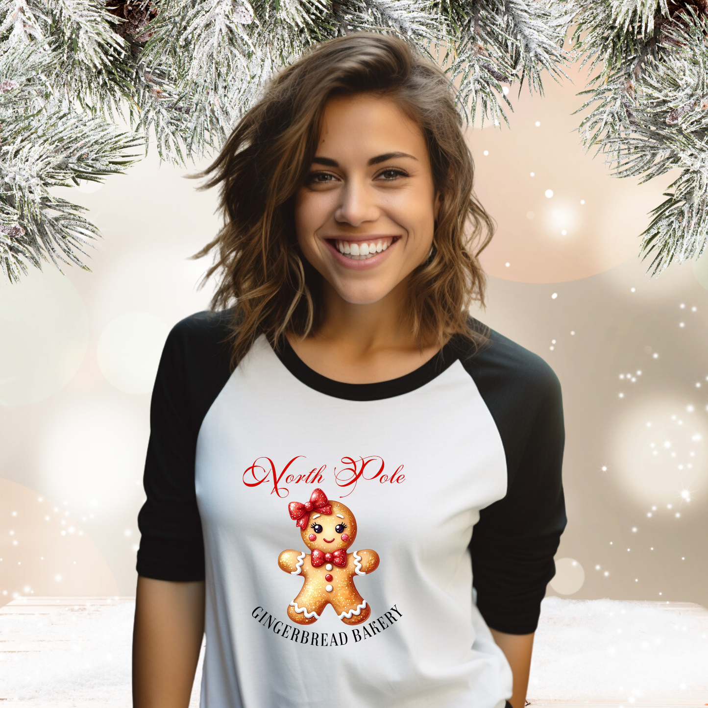 Gingerbread Bakery Baseball Tee