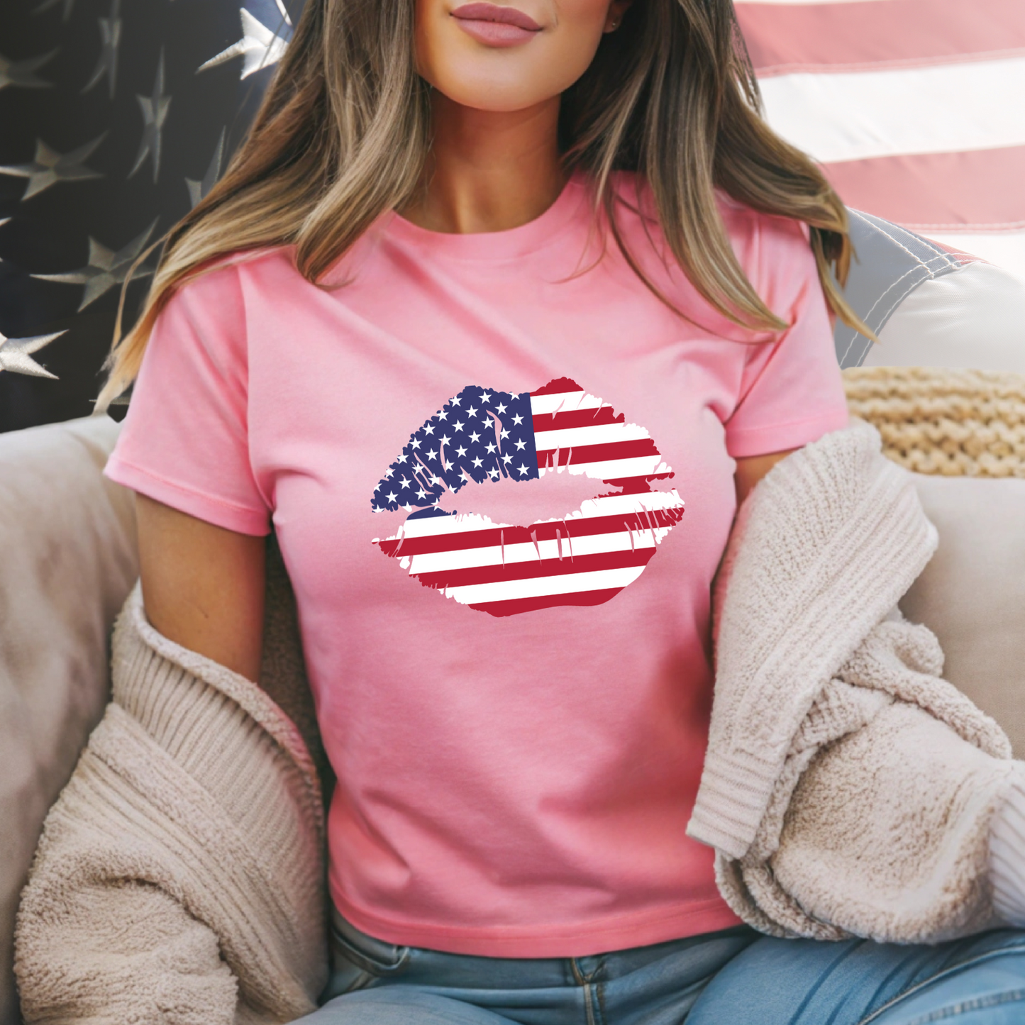 American Flag Lips T-Shirt