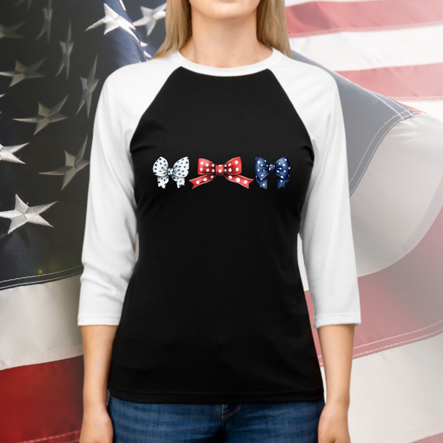 Patriotic Bows Baseball Tee