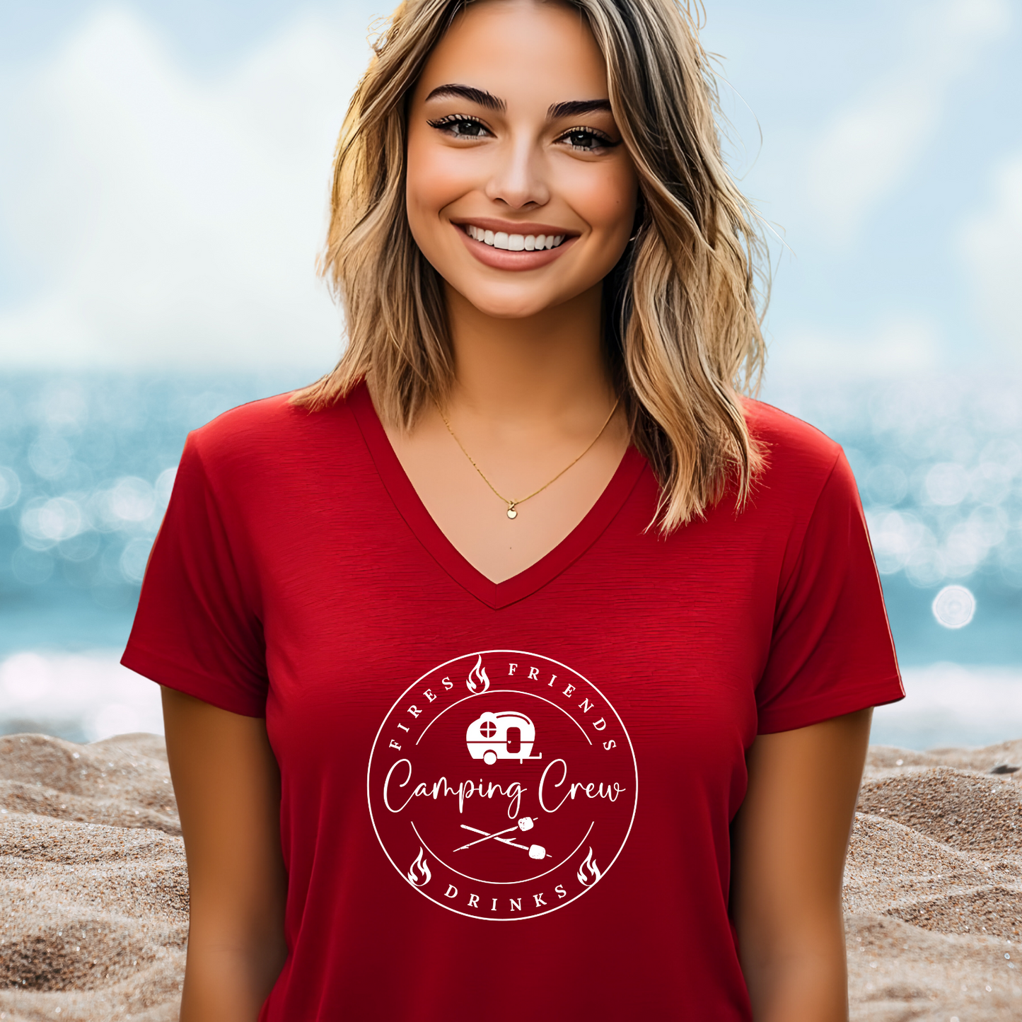 Camping Crew V-Neck Tee