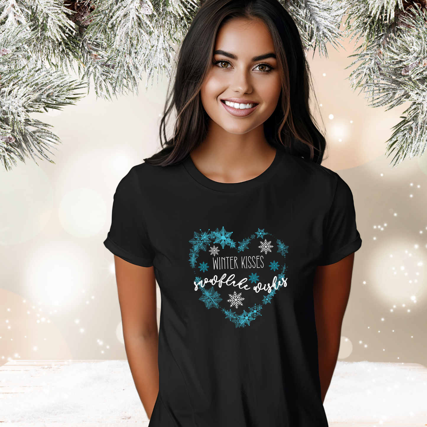 Winter Kisses, Snowflake Wishes T-Shirt