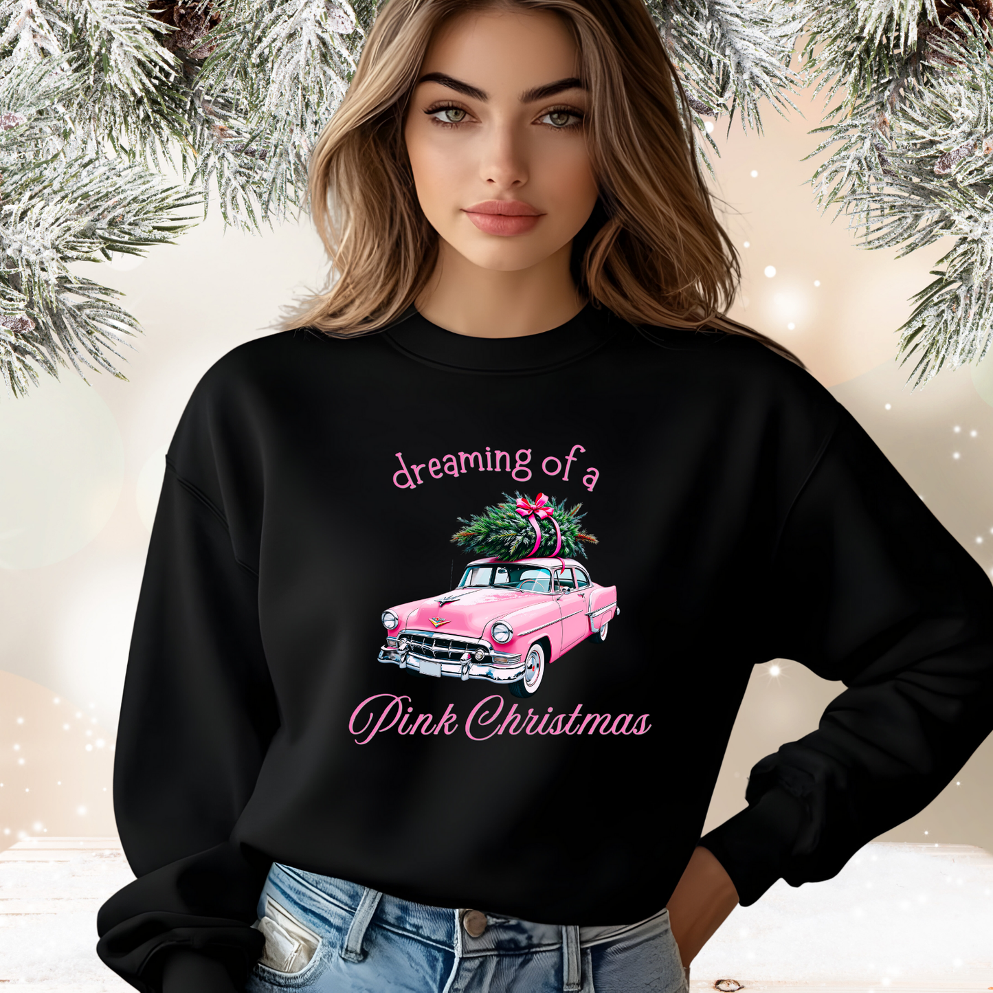 Dreaming Of A Pink Christmas Crewneck Sweatshirt