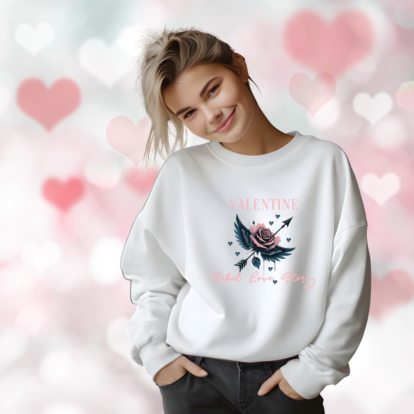 Valentine Rebel LoveCrewneck Sweatshirt