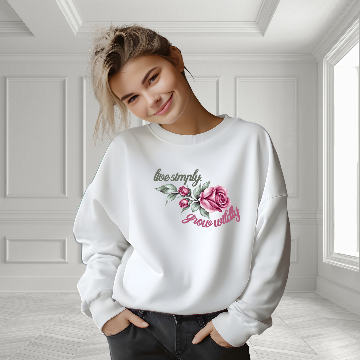 Live Simply, Grow Wildly Crewneck Sweatshirt