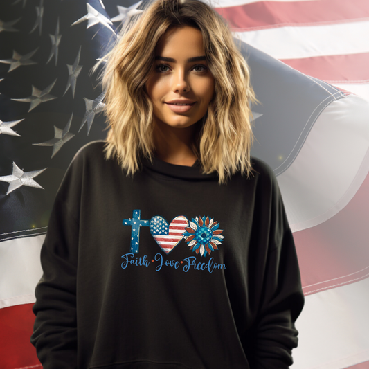 Faith Love Freedom Crewneck Sweatshirt