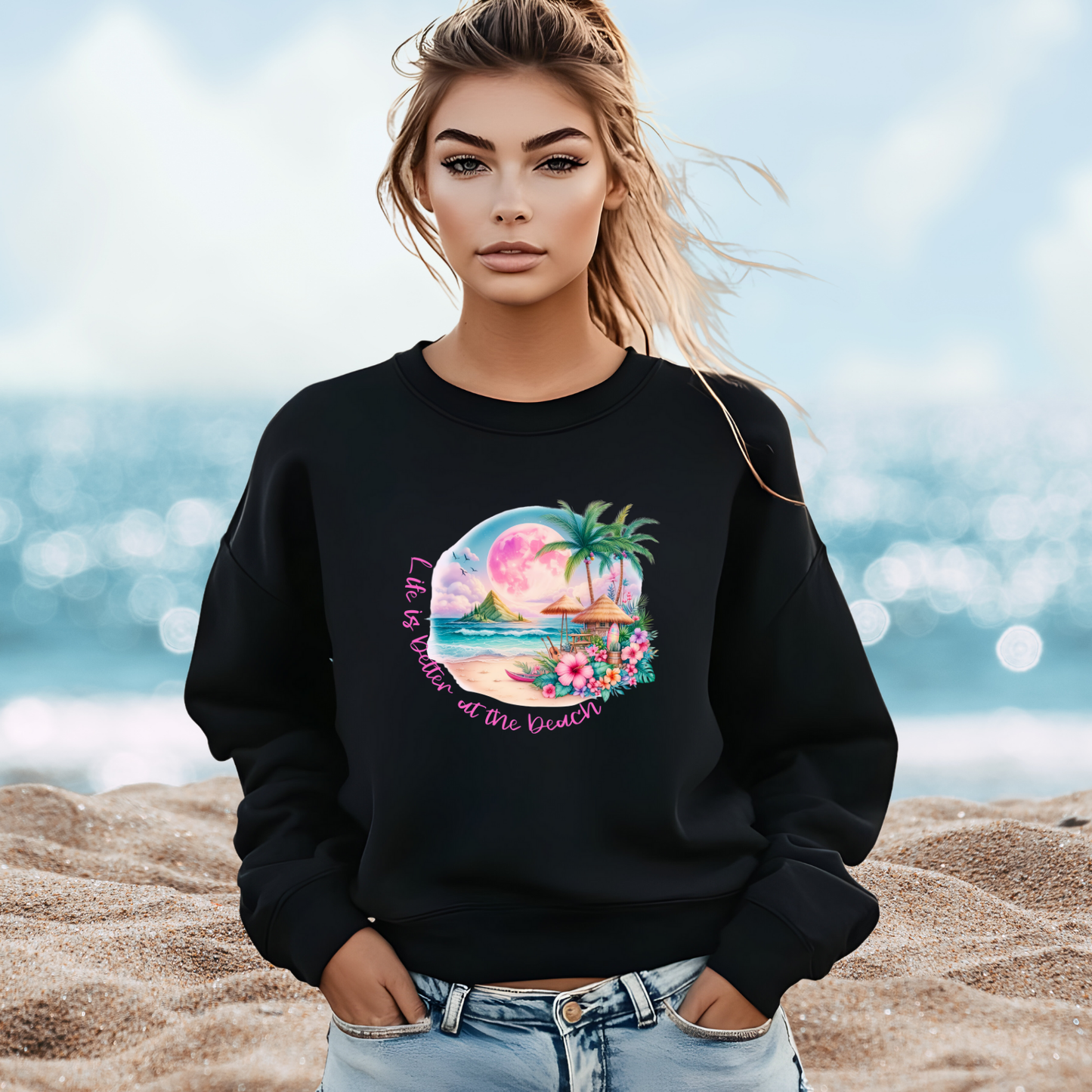 Life Is Better At The Beach Crewneck Sweatshirt