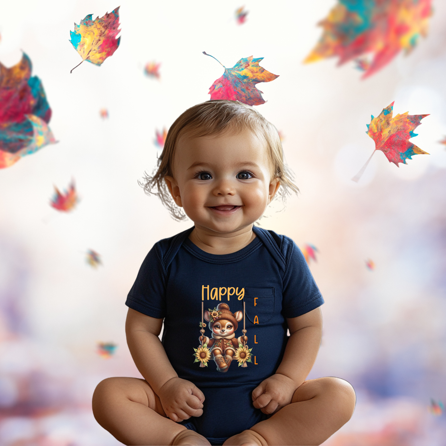 Happy Fall Infant Short Sleeve Onesie