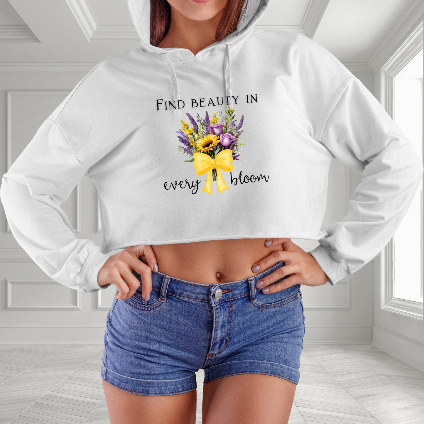 Find Beauty In Every Bloom Crop Hoodie