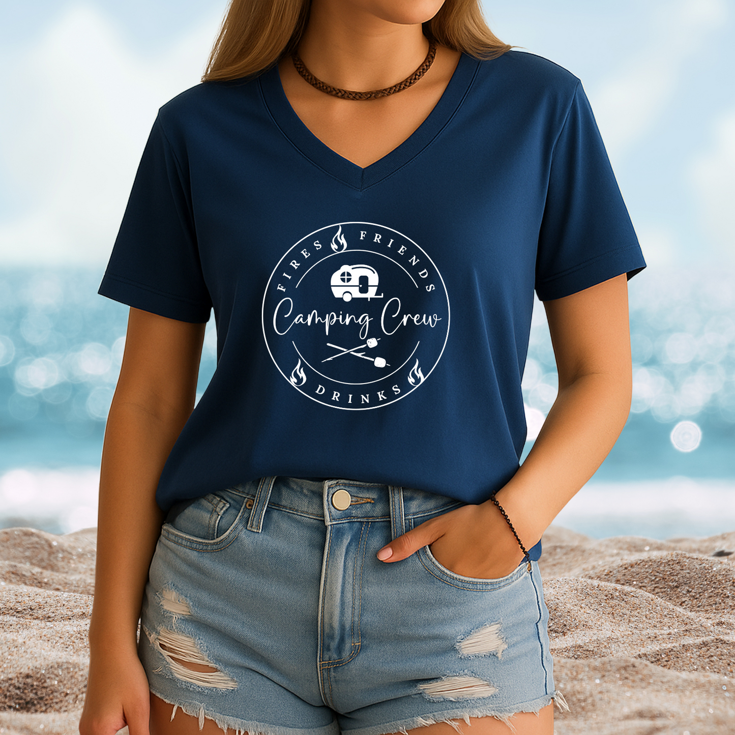 Camping Crew V-Neck Tee