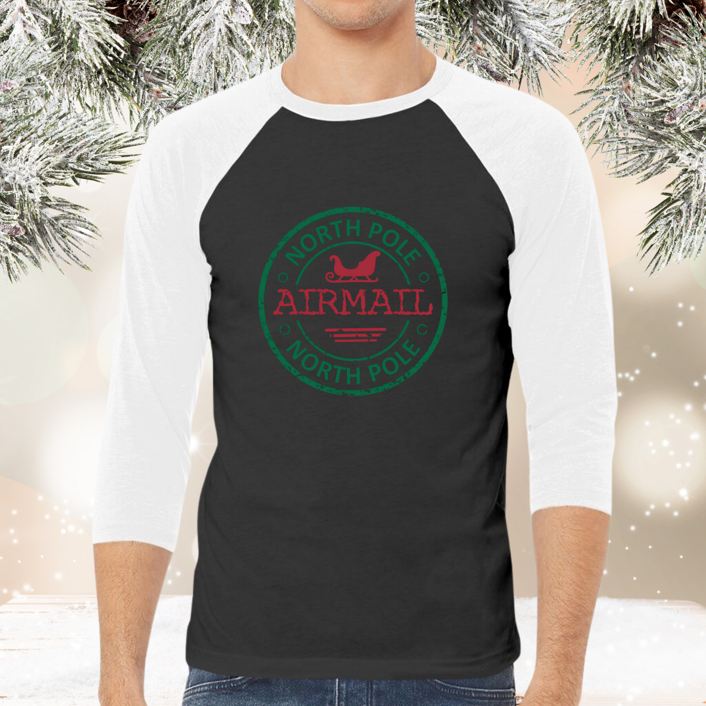 North Pole Airmail Baseball Tee