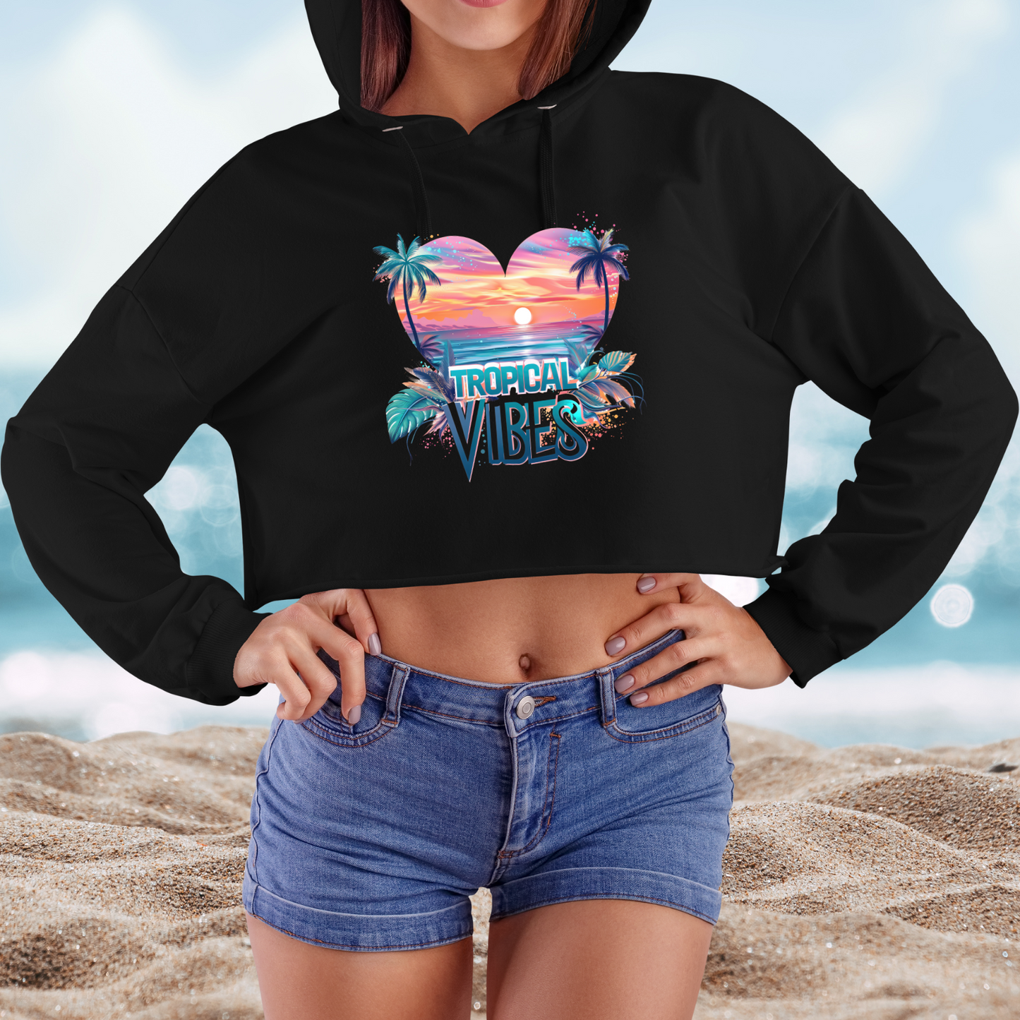 Tropical Vibes Crop Hoodie