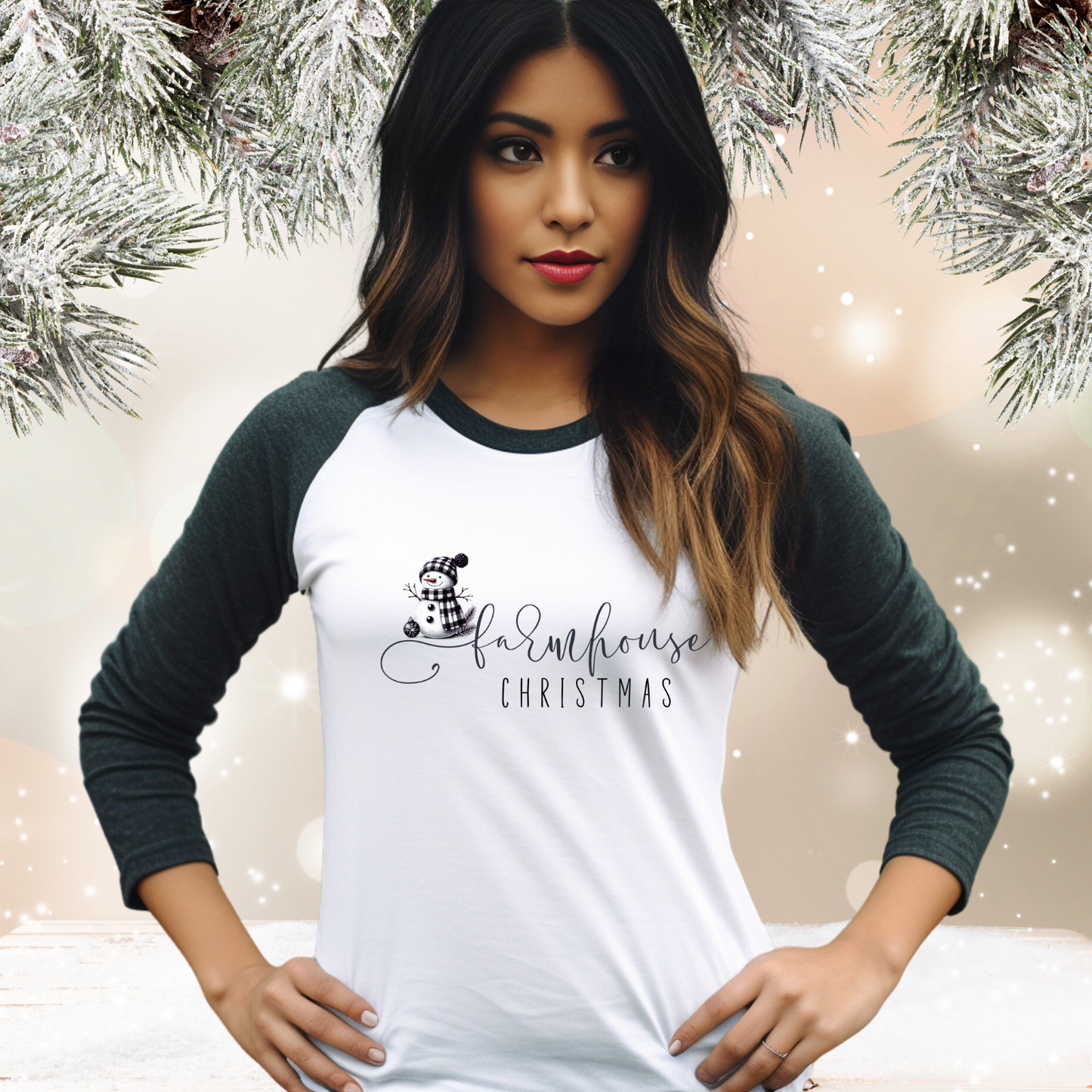 Farmhouse Christmas Baseball Tee