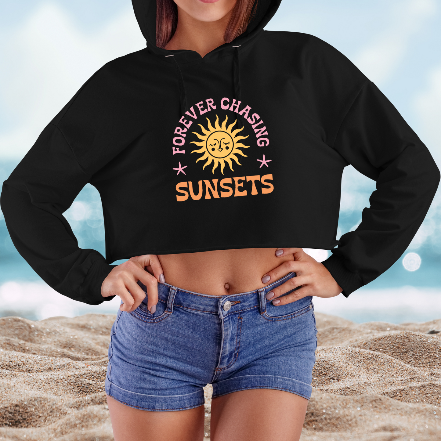 Forever Chasing Sunsets Crop Hoodie